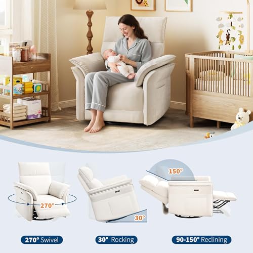 Sillón reclinable giratorio ergonómico blanco miniatura 7