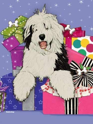 Old English Sheepdog Christmas Cards : 10 Holiday Cards with Envelopes