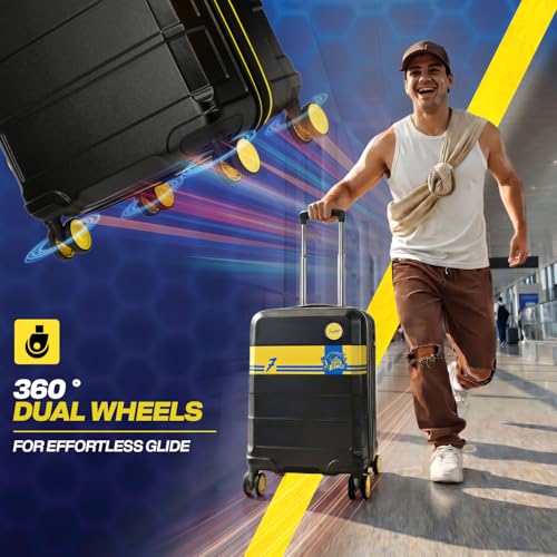 Image of Skybags Whistle Podu Cabin Trolley Bag 55cm | Small | Hard Luggage | Official CSK Edition 8-Wheel Suitcase | TSA Lock with Anti-Theft Zipper | Polycarbonate | 3 Years Warranty - Unisex (Jet Black)