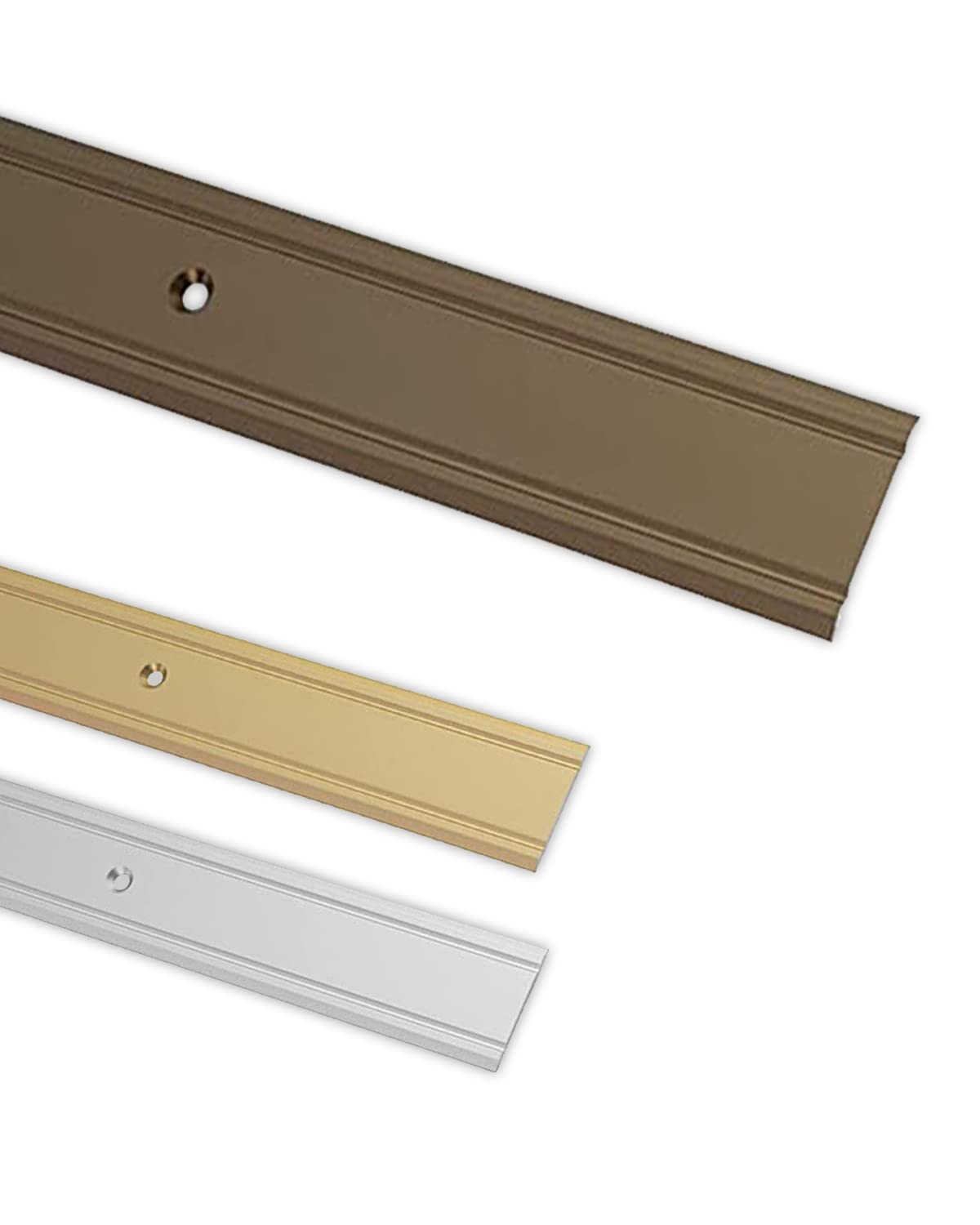 Gedotec Aluminium Bronze Anodised Transition Profile Strip Superflach - 30X2000 Mm Universal Trim Cover Bars For Uneven Floor, Tile, Parquet And Surfaces - Bronze Anodised Surface With Flat Perforated Bar For Easy Drilling
