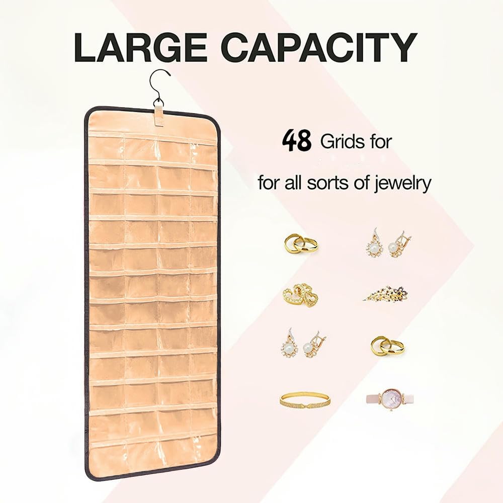 ZBDZSW Doppelseitiger Schmuck-Organizer zum Aufhängen, mit 360 Grad drehbarem Aufhänger, Ohrringen, Armband, Ringkette mit drehbarem Aufhänger