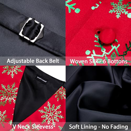 Image of Barry.Wang Men Christmas Vest Xmas Tree Snow Elk Snowflake Holiday Suit Waistcoat Tie Set New Year Festival