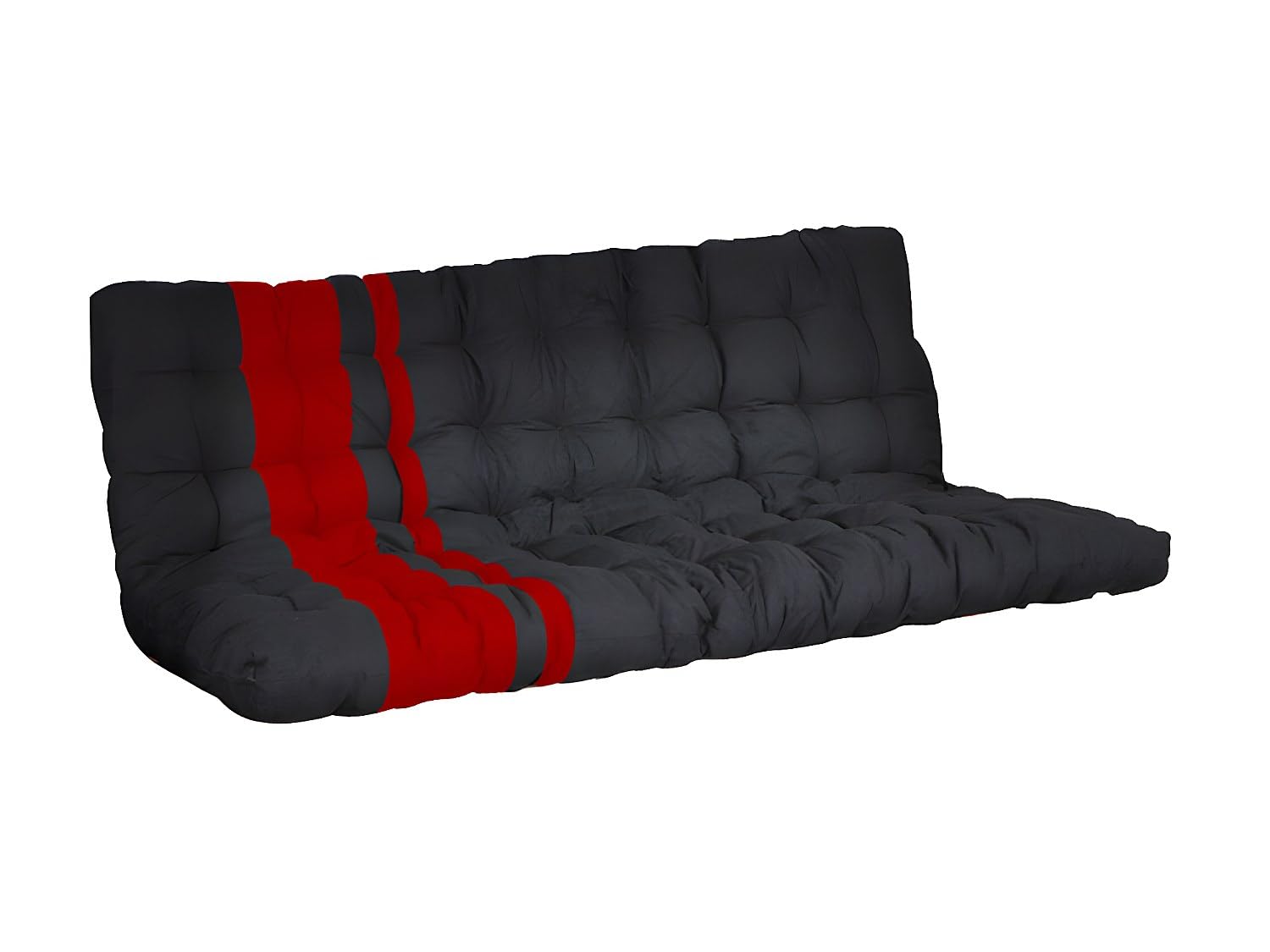 Vente-unique - Futon 135 x 190 cm spécial Banquette-lit ép.10cm - Noir et Rouge - MODULO