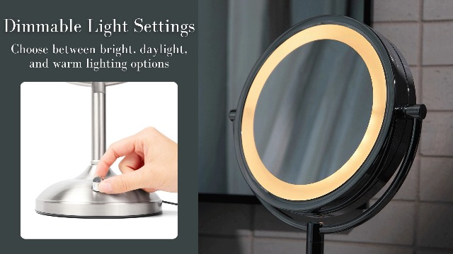 Espejo de maquillaje con luz LED y aumento 10X redondo miniatura 7