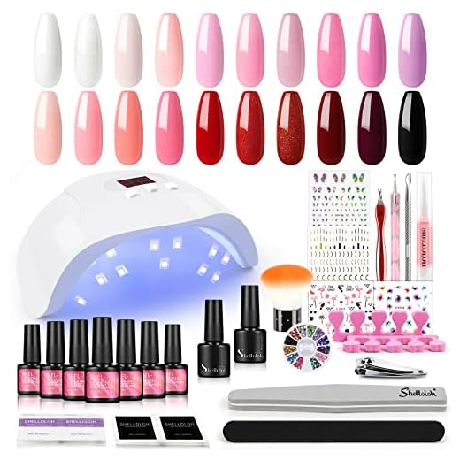 SHELLOLOH Kit Uñas Semipermanentes 20 Colores Esmaltes Semipermanentes 7ML con 36W Secador de Uñas, Capa Base& Capa Superior Decoraciones y Herramientas para Uñas, Kit Pintauñas Completo