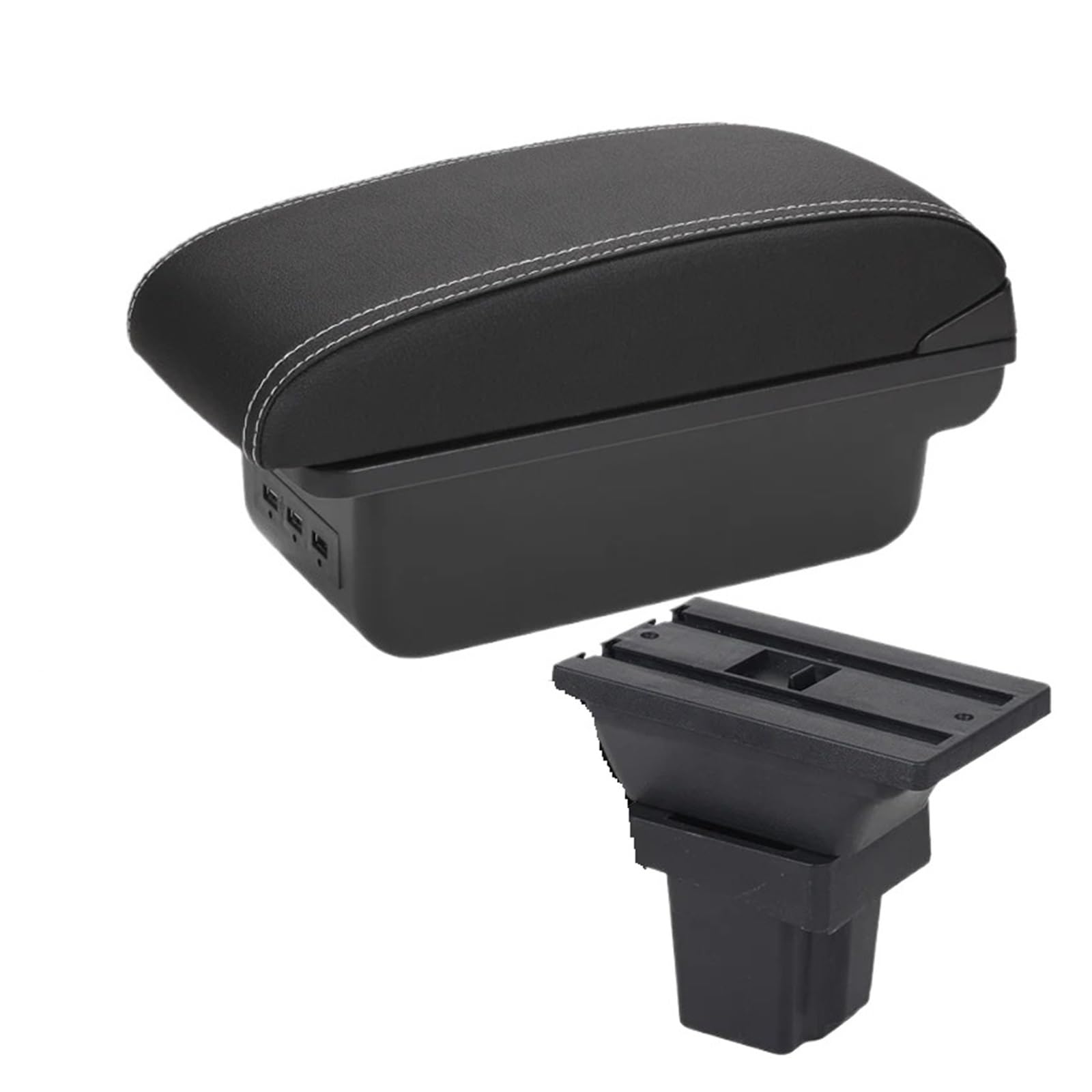 Ggwqoops Car Armrests For Chevrolet For Trax For Tracker 2015-2018 Car Armrest Arm Storage Box Accessories Armrest Box(B3 Black white 3USB)