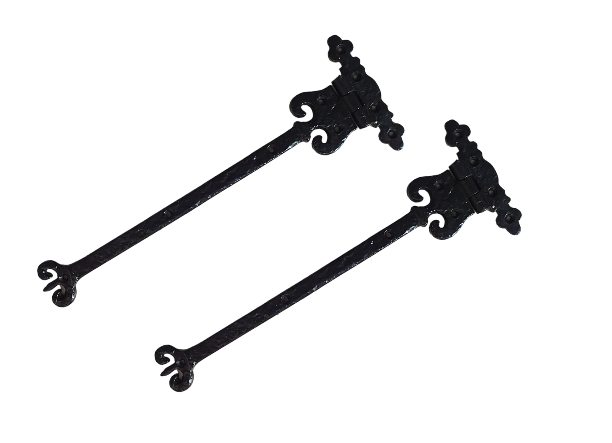Manor Black Classic Cast Iron Fleur De Lys 11" 273Mm Heavy Duty Door Hinges (Pair)