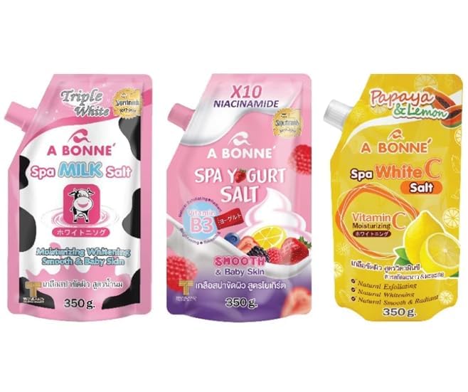 Sale Spa per una pelle più luminosa (set di varietà - latte, yogurt e sale bianco di vitamina C - Pelle liscia e per bambini, sbiancante, niacinamide)