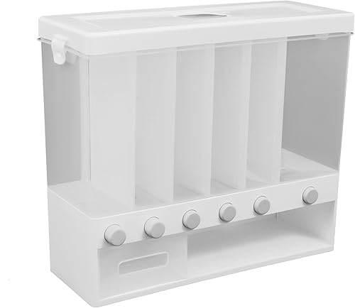 Miniatura 8 de NliuLJW Dispensadores de arroz, almacenamiento de 6 rejillas de almacenamiento de cereales montados en la pared, dispensador de alimentos secos,