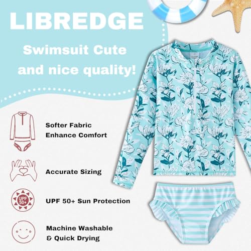 Image of Toddler Girls Swimsuit Rash Guard Sets 2-Piece Bathing Suits UPF 50+ Summer Kids Swimwear 2-7T
