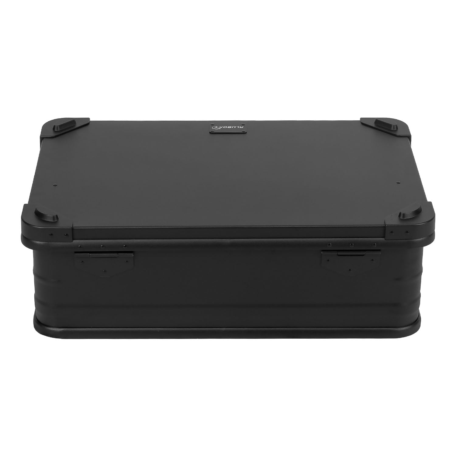 Alubox Alukiste abschließbar E39-BLACK - Premium Aluminium Lagerbox 39 Liter - Deckel mit Aluminium Druckguss Stapelecken und Gummidichtung - inklusive Schlösser - komplett schwarz