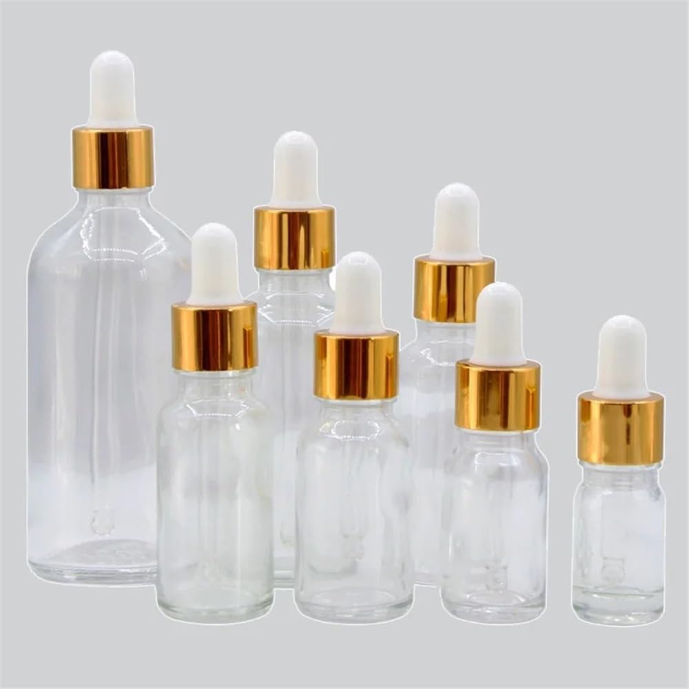 10 sztuk laboratoryjnych 5 ml 10 ml 15 ml 20 ml 30 ml 50 ml 100 ml przezroczyste szkło do butelki eterycznej ze szklaną pipetą (100 ml)
