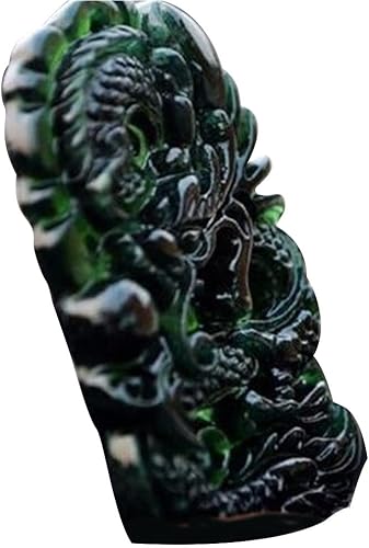 Vista 6 de Xuyuan Jade Dragon Necklace - Dragon Necklaces Jade Pendant Carving Technique Chinese Dragon Fortune Amulet Women Fashion Jewelry