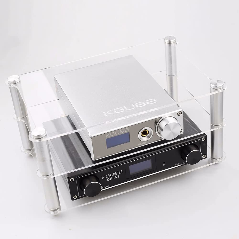 Supporto Hifi Supporto In Alluminio per Rack Audio a 2 Livelli In Acrilico Piccolo Rack da Scrivania Trasparente per Apparecchiature Audio Hifi Amplificatore Amplificatore Audio