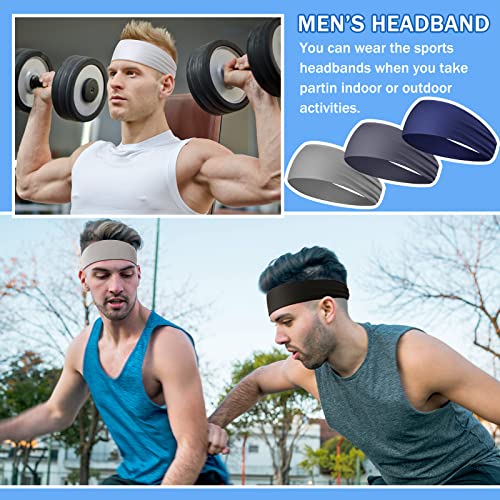 Image of 9 pcs Sweatbands for Men Workout Sport Headbands for Men Camo Headband Sweat Absorbing Headband Wide Sweatband for Head Basketball Football Cycling Running Yoga, 4.7 x 9.8 Inch