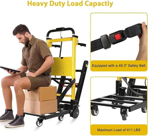 Carrello elettrico per salire le scale, resistente, con binario antiscivolo e velocità regolabili per un facile trasporto delle scale