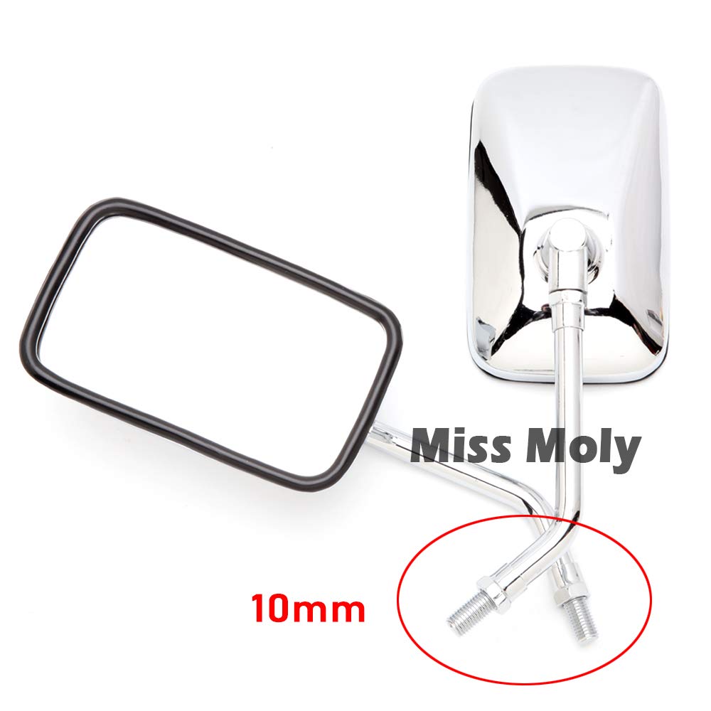 10mm Motociclo Specchi, Specchi retrovisori Chrome M10 per Shadow VTX Boulevard Vulcan Intruder Scooter