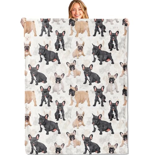 French Bulldog Throw Blanket - 50x60in,Ultra Soft, Cozy Lightweig...