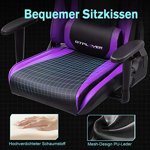 Image of GTPLAYER Gaming Chair with Footrest, Big and Tall Game Chair High Back Computer Office Chair with Lumbar Support for Adults, Ergonomic Swivel Games Chair with Cushion Gaming, Purple