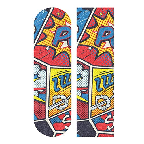 Auskid Colorful Pop Art Retro Comic Skateboard Grip Tape,Longboard Griptape,Scooter Grip Tape,Sandpaper for Rollerboard,Stairs, Pedal,Wheelchair, Step,1 Sheet