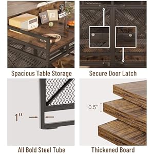 Large Dog Crate Furniture48 Inch Wooden Dog Kennel for XLarge Dogs Heavy Duty Dogs Furniture Indoor Wire Dog Cage with Adjustable Feet 360 WheelsDecorative Pet House End Table Antique Brown