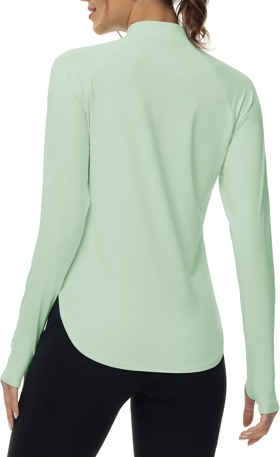BGOWATU Women's Quarter Zip Pullover Athletic Long Sleeve UPF 50+ Sun Shirt Quick Dry Golf Workout Hiking Running Shirts