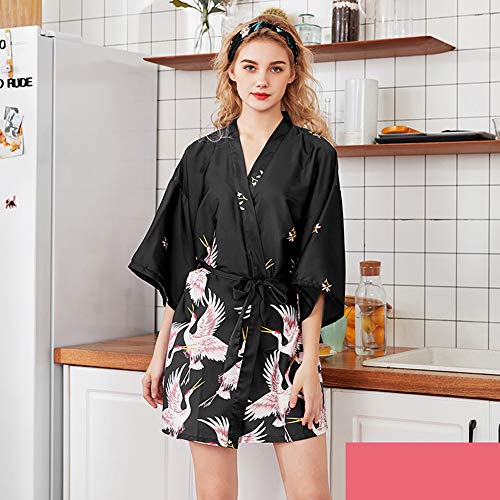 Preisvergleich Produktbild Sommerpyjamas Für Damen Aus Mittelärmeligen Brautkleidern Aus Seidenmaterial, Bademäntel Für Hausmäntel, V-Ausschnitt (M-XXL),F,M