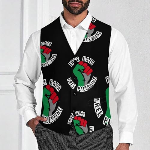 Free Gaza Free Palestine Men's Formal Suit Vest for Business Formal Or Casual Dress Waistcoat Wedding2