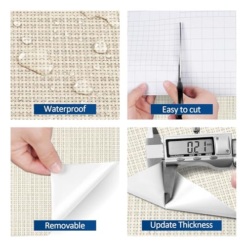 Papier peint texturé beige FunStick en toile de gazon adhésif pour chambre - 5