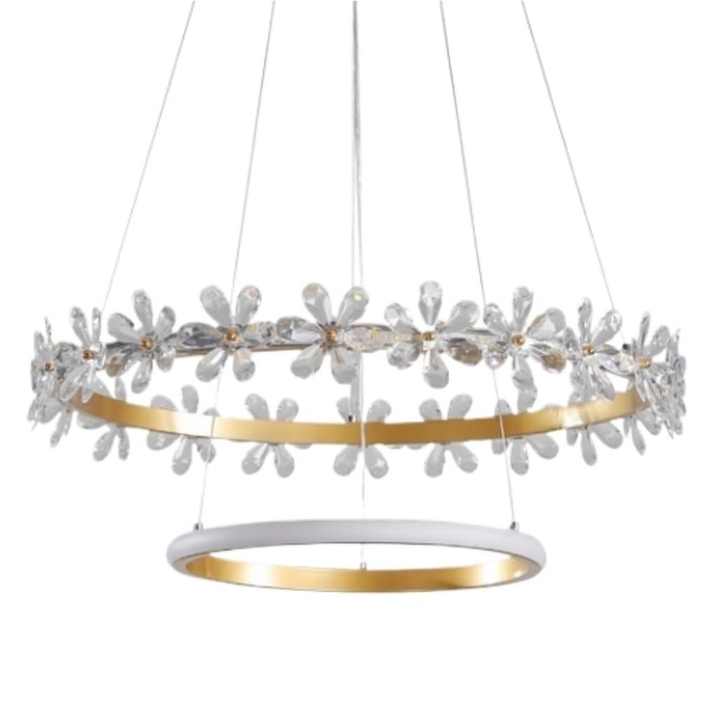 CVdrtyED Kitchen Chandeliers Ceiling Light Modern Chandelier 2 Ring Crystal Ceiling Hanging Light Pendant for Dining Room Hanging Lamp
