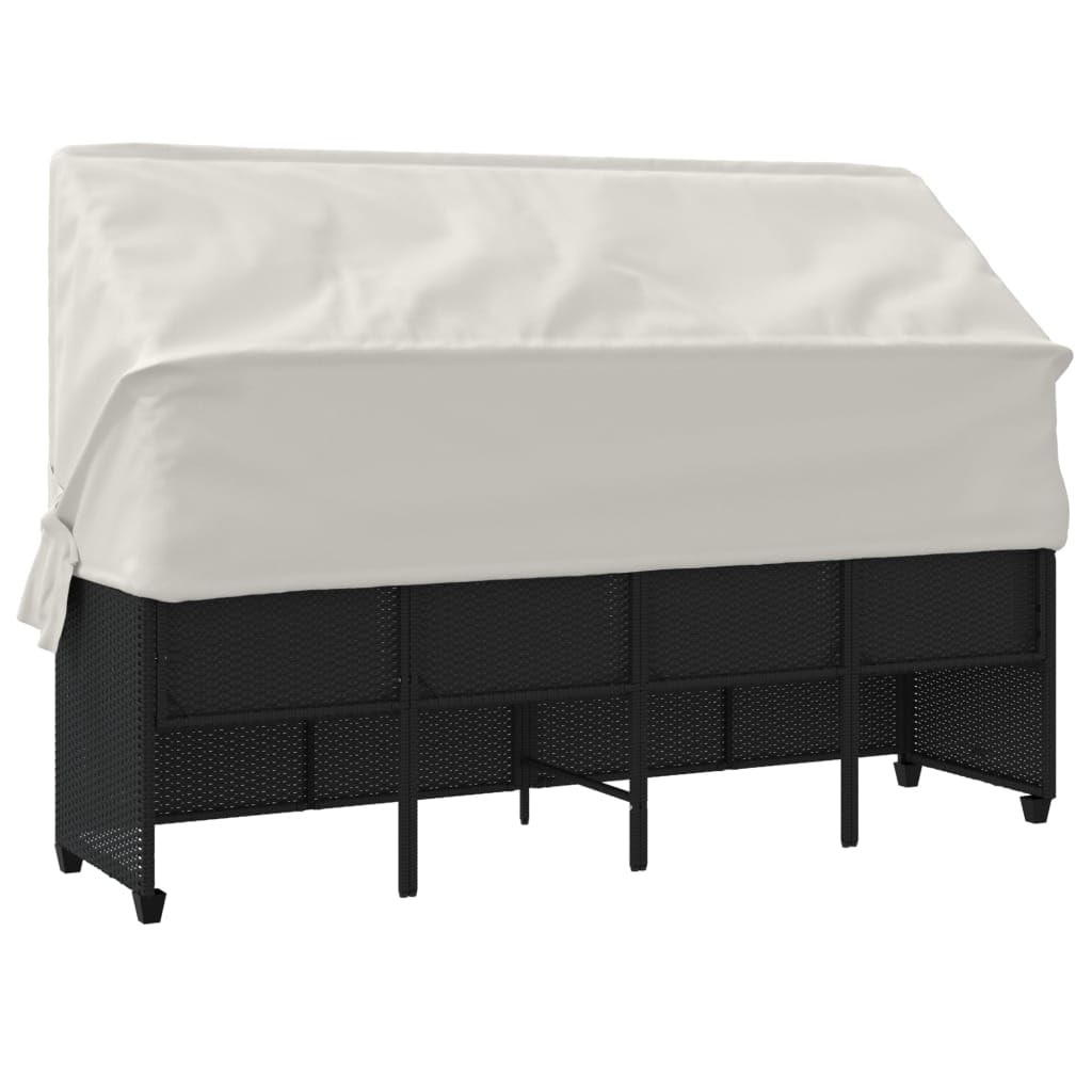 Gartensofa mit Dach Liegesofa Rattan Sonnenliege Balkon Sofa Gartenliege Sofa Liege Lounge Sofa Outdoor Rattansofa 200 x 52,5 x 3 cm