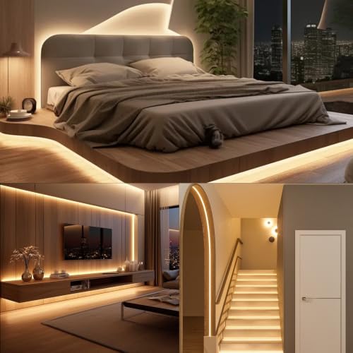 Image of 50ft LED Strip Lights, Waterproof Dimmable Timer 12V 900 LEDs 3000K Indoor