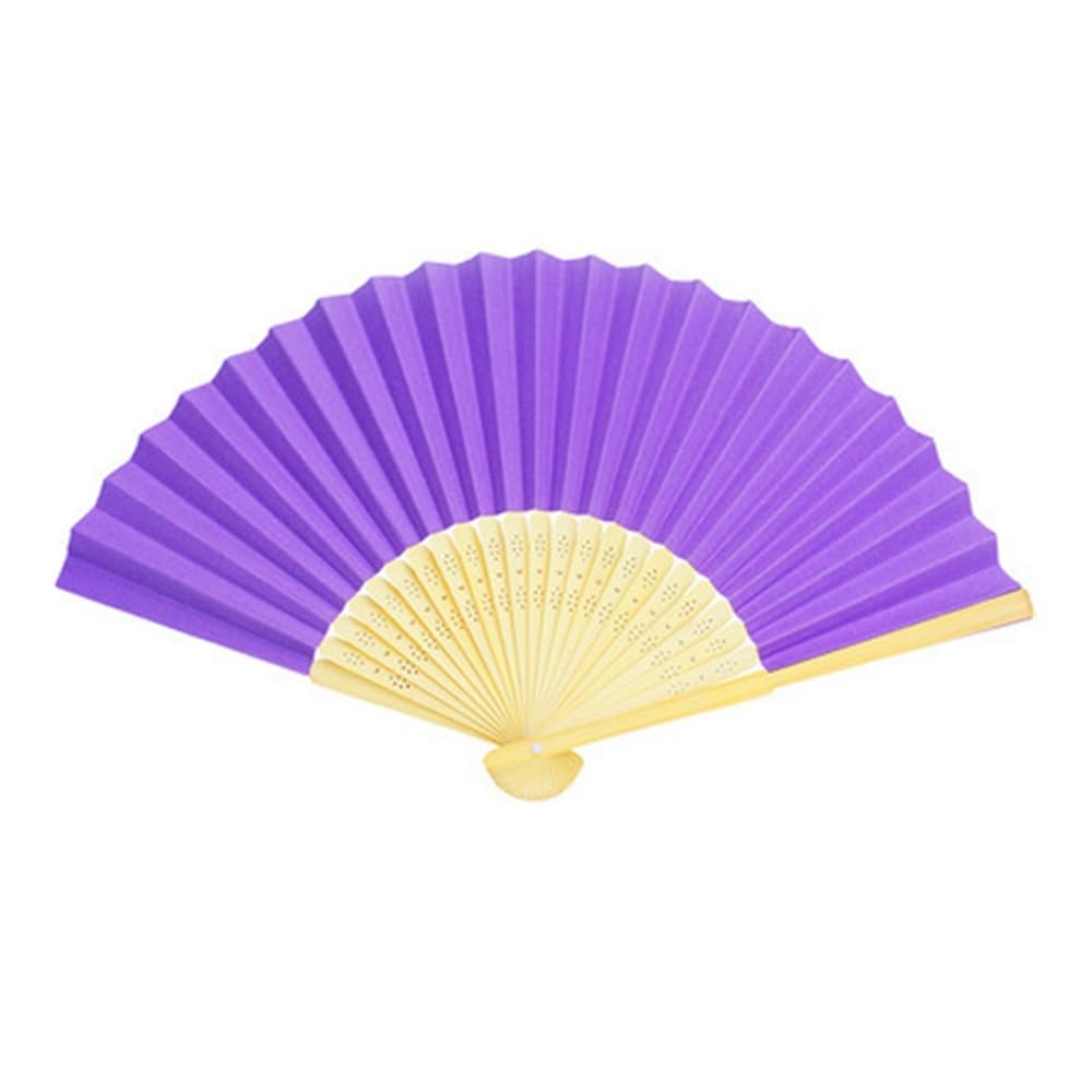 Jobaojiang Personalized Engraved White Folding Elegant Paper Fan With Bag Portable Supplies(PURPLE,20pcs with bag)