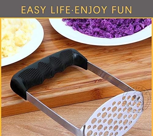 Starchef Masher Ricer,Stainless Steel Masher Ricer with Soft Handle, Baby Food Fruit & Vegetable Masher Ricer, Potato Ricer Masher(Black)