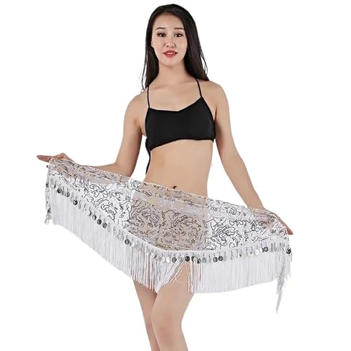 Foulard Danse Orientale Foulard de hanche de danse du ventre accessoires de danse femme foulards de hanche à pompons en dentelle fille performance sur scène jupes en tulle multicolores Ceinture Danse