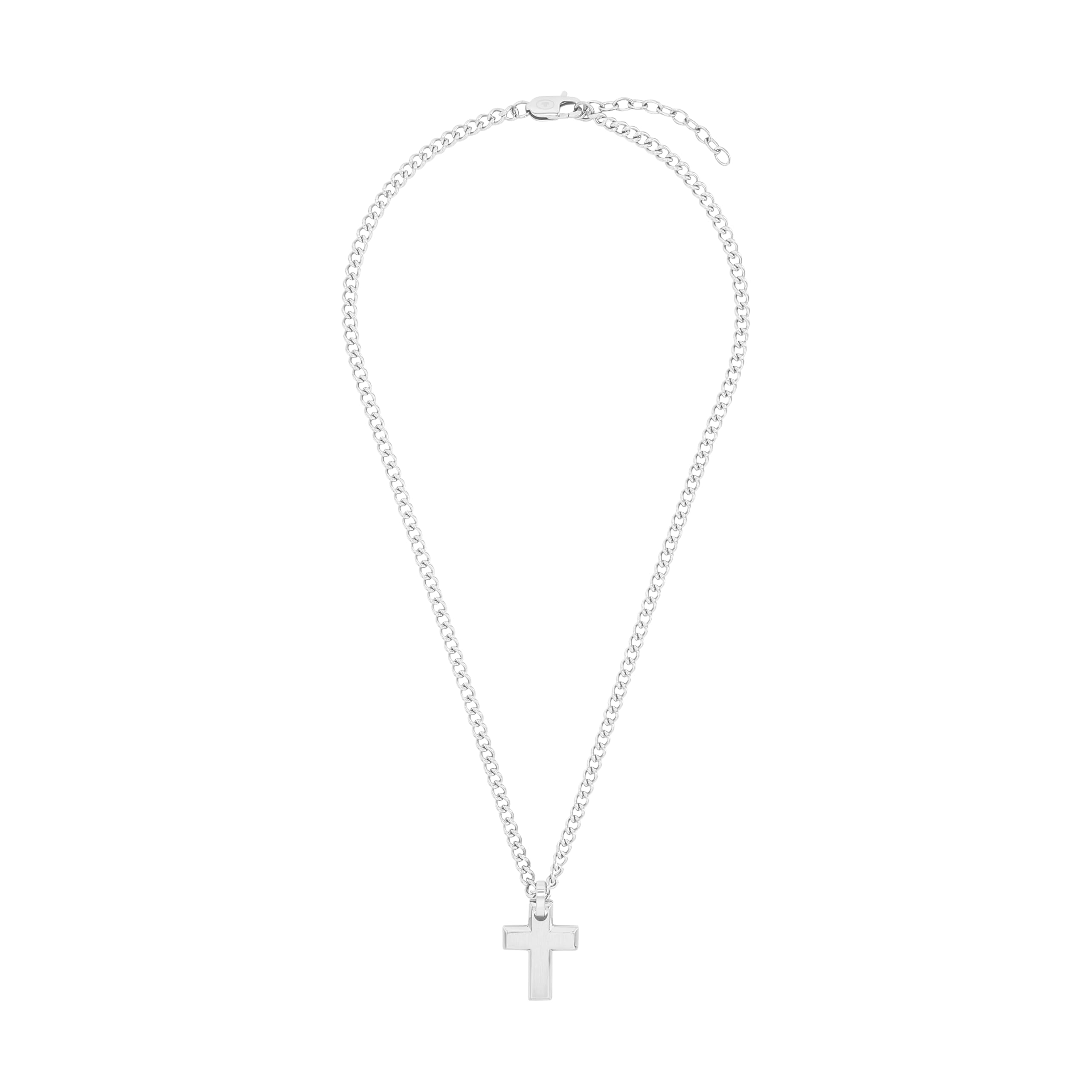 Tom Tailor Kette mit Anhänger für Herren, Edelstahl, 50+5 cm, silber, Kreuz-Anhänger, Geschenkidee, Halsschmuck, Herrenschmuck, 2100636