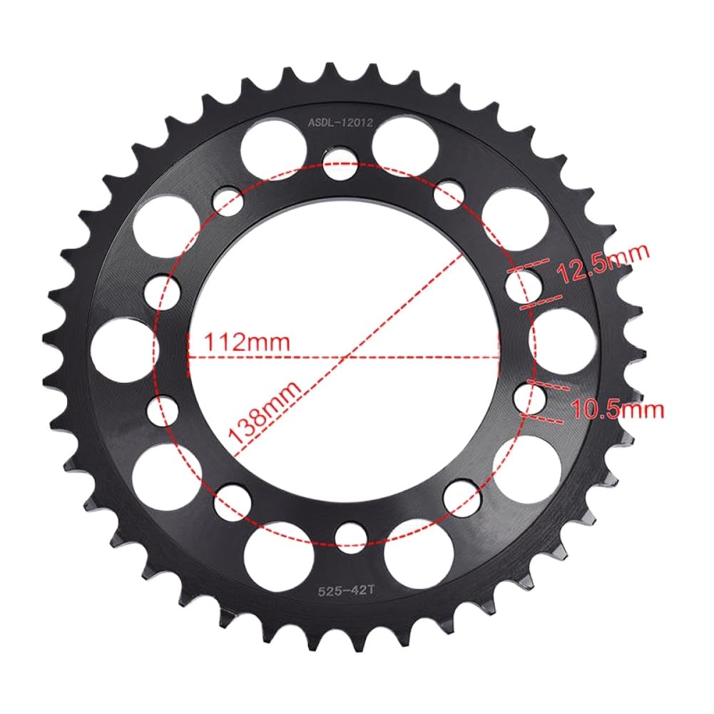 Engranaje de piñón trasero 525 42T compatible con CBR650 CBR650F VT750 VLX750 VT VLX 750 CBR900 CBR900RR CMX1100 CB600 CBF600
