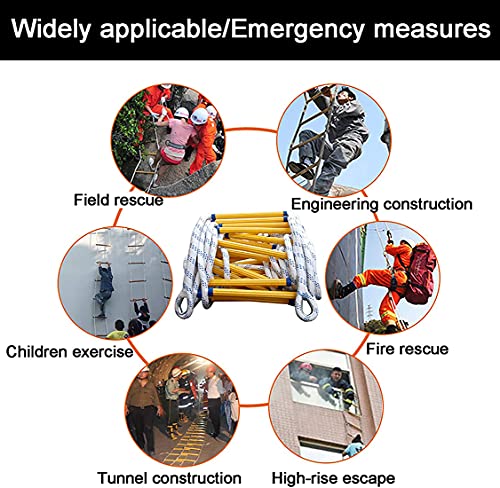 Genérico Escalera de Cuerda ignífuga - Escalera de Rescate de Emergencia de 3M a 50M, Escalera de Seguridad Resistente con mosquetones, Ideal para Uso doméstico y en Exteriores, Herramienta de Escape