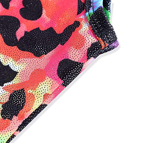 HOZIY Collant de ginástica para meninas com shorts para crianças com biketards arco-íris unicórnio d