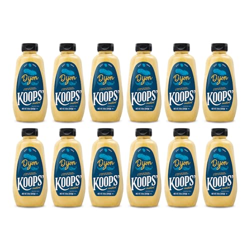Image of Koops' Dijon Mustard - French Mustard, Gluten-Free, Kosher, Non-GMO, Made in the USA, From Quality Mustard Seeds, Rich and Delicious Flavor - 12 Oz, Pack of 12