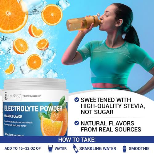 Image of Dr. Berg Zero Sugar Hydration Keto Electrolyte Powder - Enhanced w / 1000 mg of Potassium & Real Pink Himalayan Salt (NOT Table Salt) - Orange Flavor Hydration Drink Mix Supplement - 50 Servings