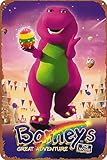 Barney's Great Adventure Funny Metal Tin Sign Vintage Black Wall Art Decoration Living Room Bathroom Kitchen Poster Decor 8 * 12 Inches