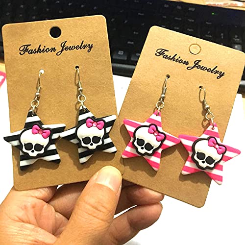 Acrylic Skeleton Star Earrings Colorful Striped Pentagram Skeleton Dangle Drop Earrings Personality Halloween Skeleton Head Butterfly Pentagram Earrings for Women3