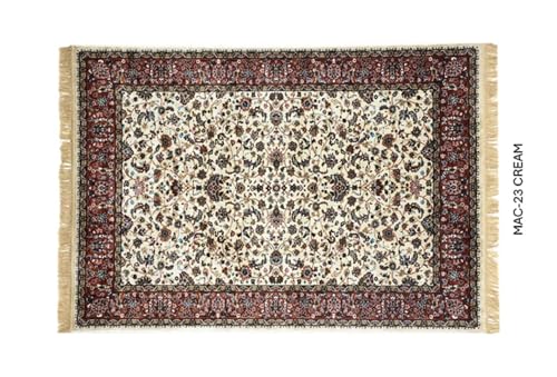 Image of Handmade Pure Silk Carpet 2 x 4 Feet Designer Oriental Silk Rug, Luxury 100% Silk Area Rug Perfect for Living Room, Bedroom & Home Decoration (MAC-23 Cream)