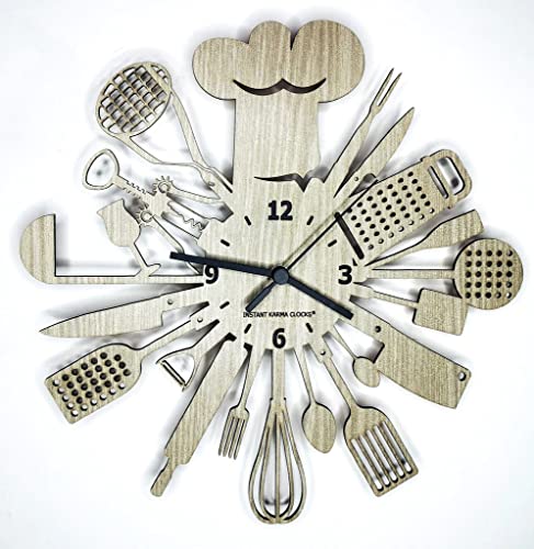 Instant Karma Clocks Cucina ➤ Orologio da Parete in Legno per Chef...