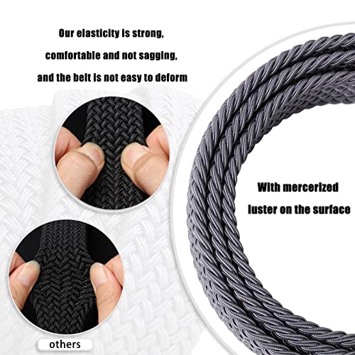 Chasyatzi Women Belts For Jeans, 2 Pack 1.18 Inches Width Braided Elastic Golf Belts For Women With Silver Gold Buckle, 39 Inches,Silver+Dark Blue #TOP3
