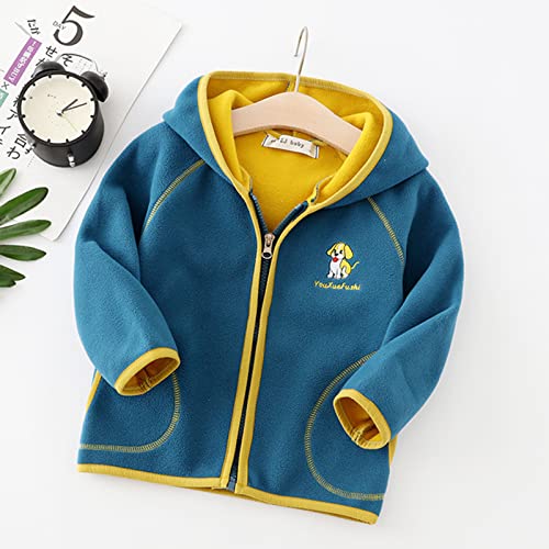 Fall Jacket for Toddler Toddler Boys Girls Long Sleeve Cartoon Dog Prints Winter Fleece Zippered (Dark Blue, 7-8 Years)3