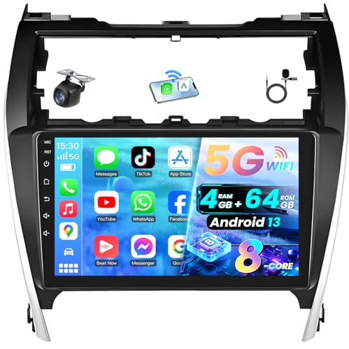 8-Core Car Radio for Toyota Camry 2012 2013 2014: 64G Adroid 13 Stereo with Wireless Carplay Android Auto,10 inch 1280P HD IPS Touch Screen 5.0 Bluetooth GPS WiFi DSP FM Radio SWC with Backup Camera