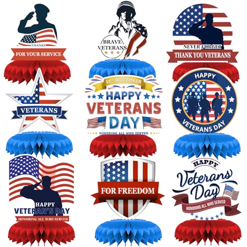 Veterans Day Decorations Happy Veterans Day Centerpiece for Veterans Party Supplies, 9PCS
