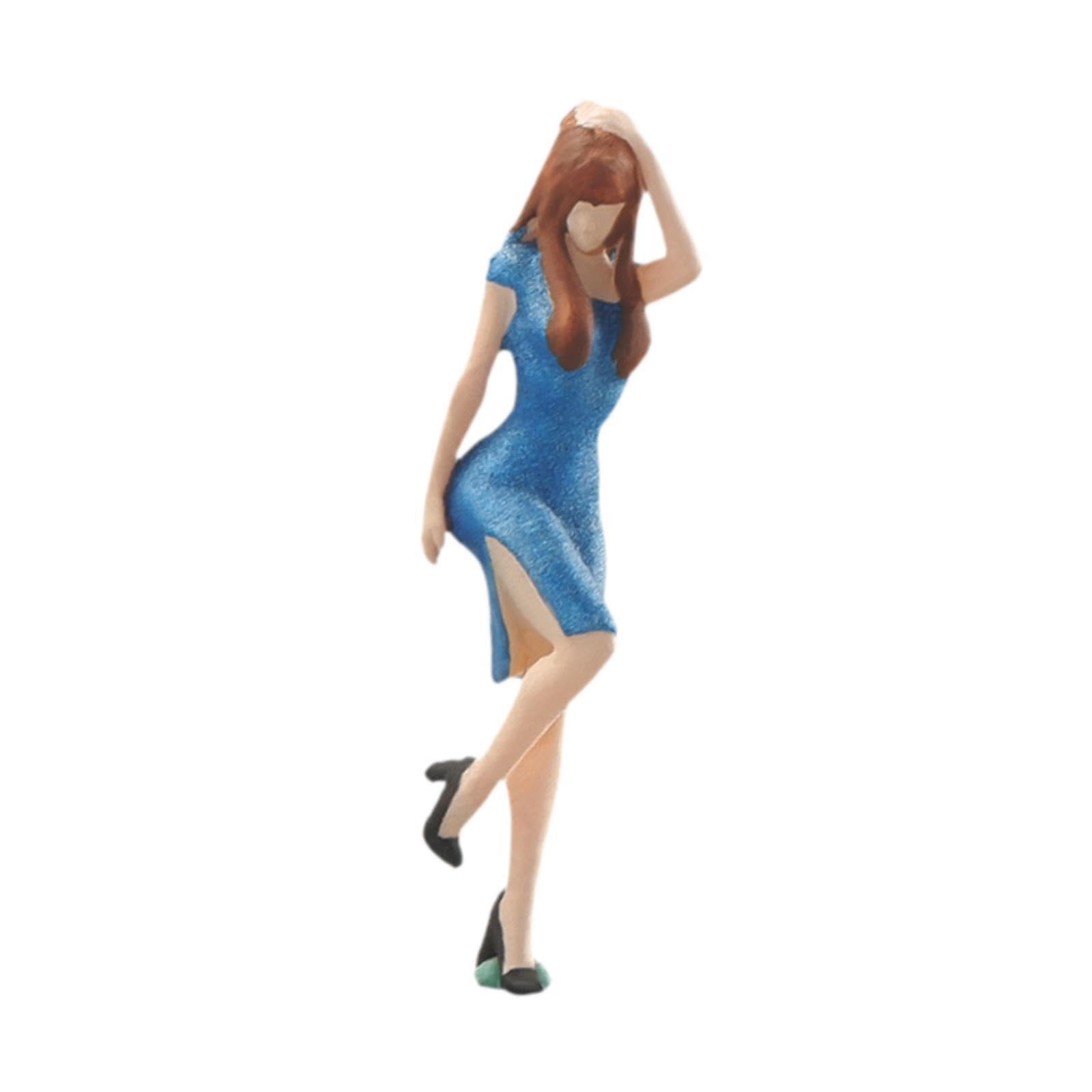 QUILSTM High Detail 1/64 Scale Miniature Girl Figurine Simulation Figurine Doll Decoration Miniature Scene Sand Table Decoration Or As Supplement To Dollhouse Each Package